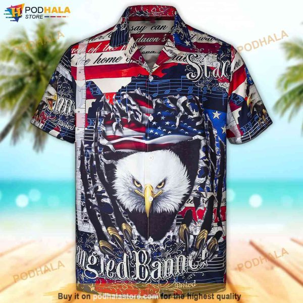 3D Eagle American Flag Hawaiian Shirt For Men Women