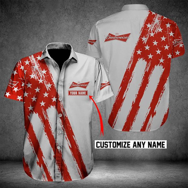 Budweiser American Flag Peonalized Hawaiian Shirt Gift For Men And Women