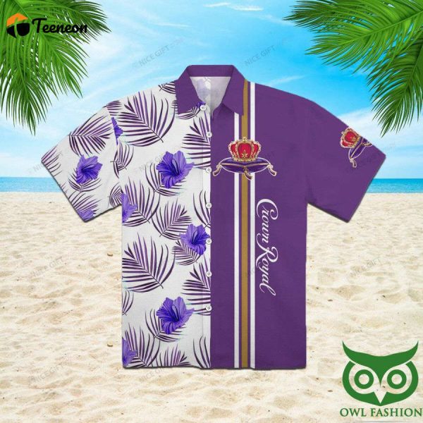 Crown Royal White And Purple Flowe Leaves Hawaiian Shirt Gift For Men And Women