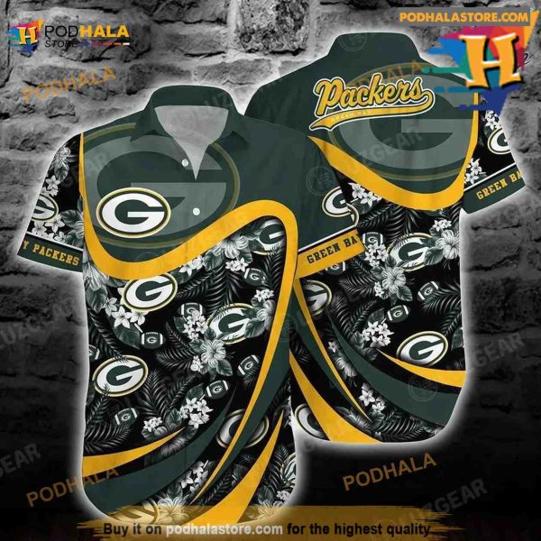 Green Bay Packers NFL Hawaiian Shirt Tropical Pattern Beach Shirts Gift For Sports Fans