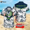 [Personalized] NFL Seattle Seahawks Custom Name Skull White Hawaiian Shirt Gift