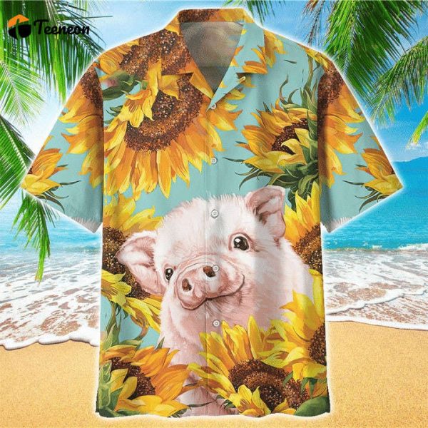 Sunflower Pig Hawaiian Shirt