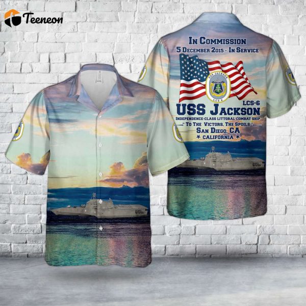 US Navy USS Jackson (LCS-6) Independence-class littoral combat ship Hawaiian Shirt Gift for Dad Father Days