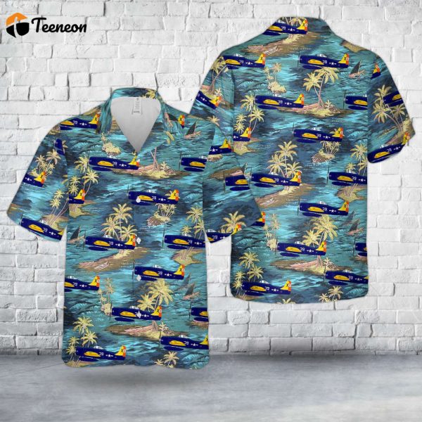 US Navy VX-2 Grumman F8F-1D Bearcat Hawaiian Shirt Gift for Dad Father Days